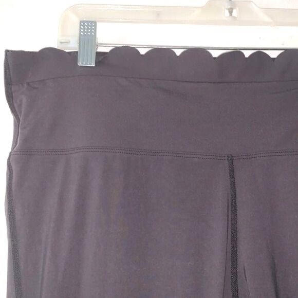 Black Scalloped Edge High-Waisted Leggings XXL JoyLab Nylon/Spandex Blend Stretc - Picture 4 of 10